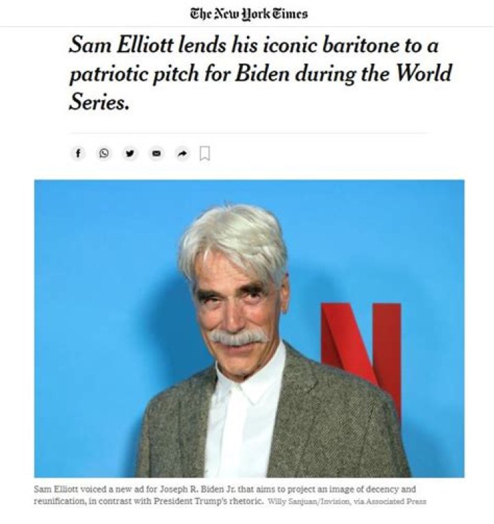 Actor Sam Elliott's Political Views: A Comprehensive Insight