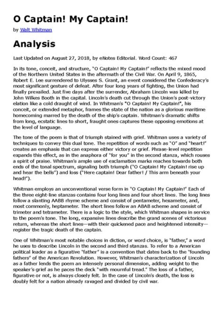 Captain My Captain Analysis: A Deep Dive into the Poem's Themes and Significance