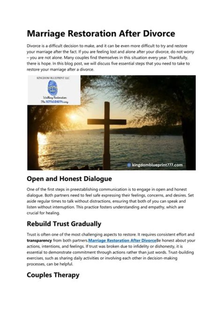 Restoring Marriage After Divorce: A Comprehensive Guide to Rebuilding Love and Trust