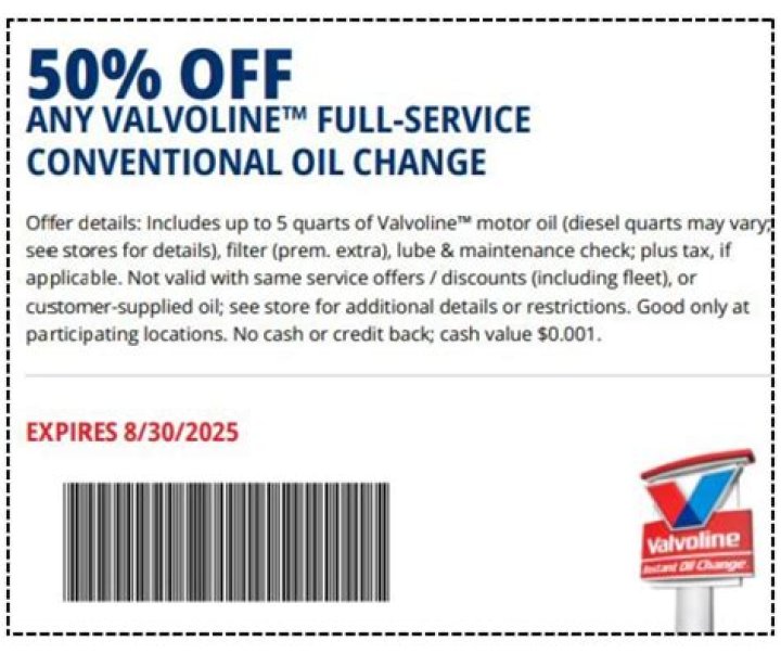 Valvoline Oil Change Coupon $25 Off: Save Big on Your Next Vehicle Maintenance
